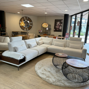 Hoekbank met verstelbare rug met opbergfunctie