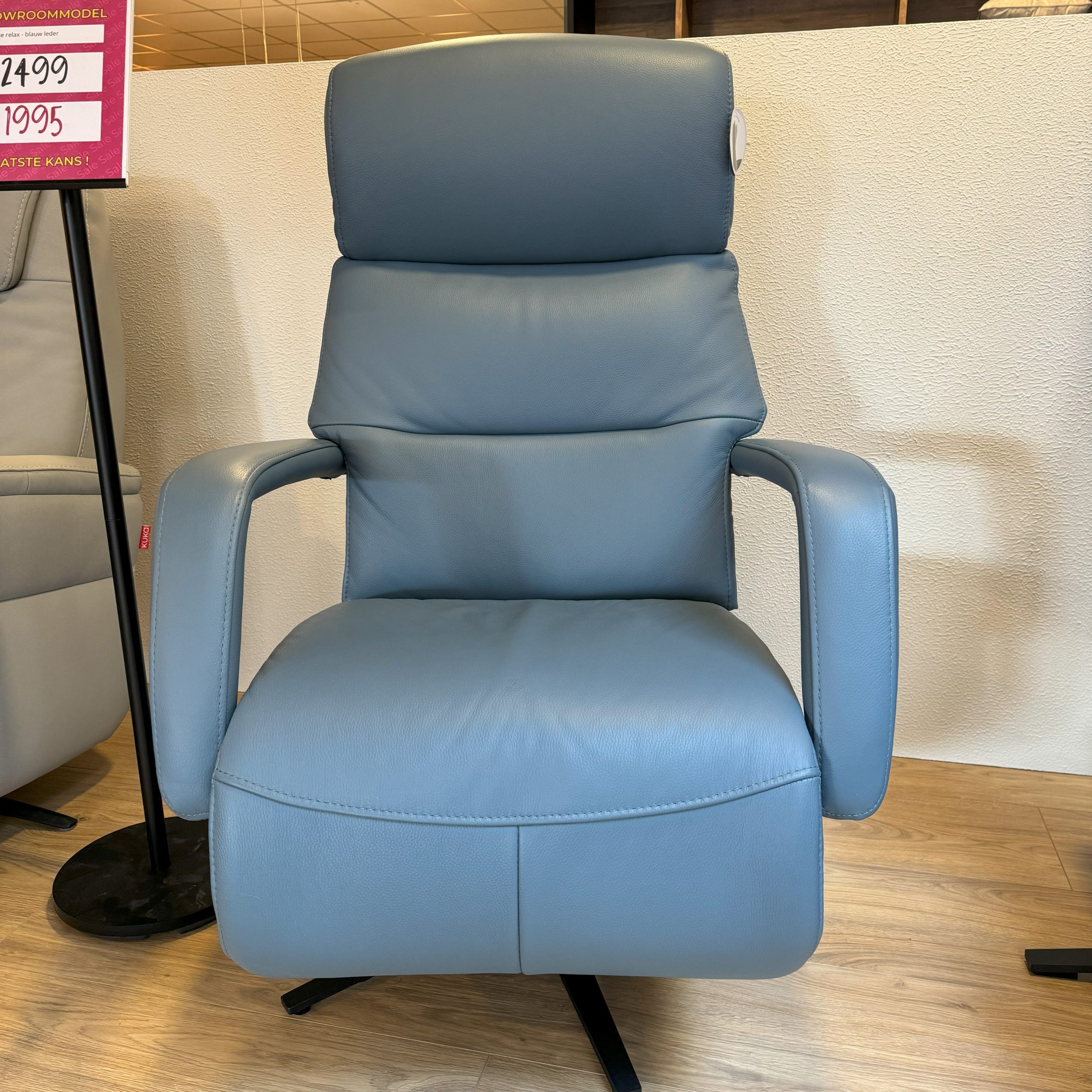 Elektrische relaxfauteuil - blauw leder